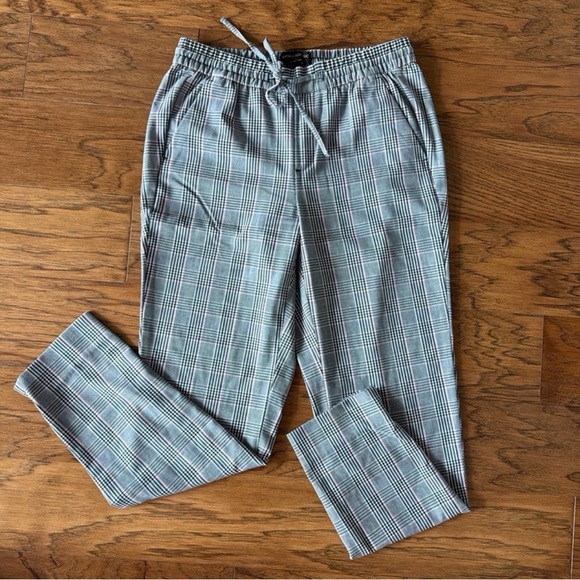 Banana Republic Pants - Banana Republic Plaid Drawstring pants - Gray size 0